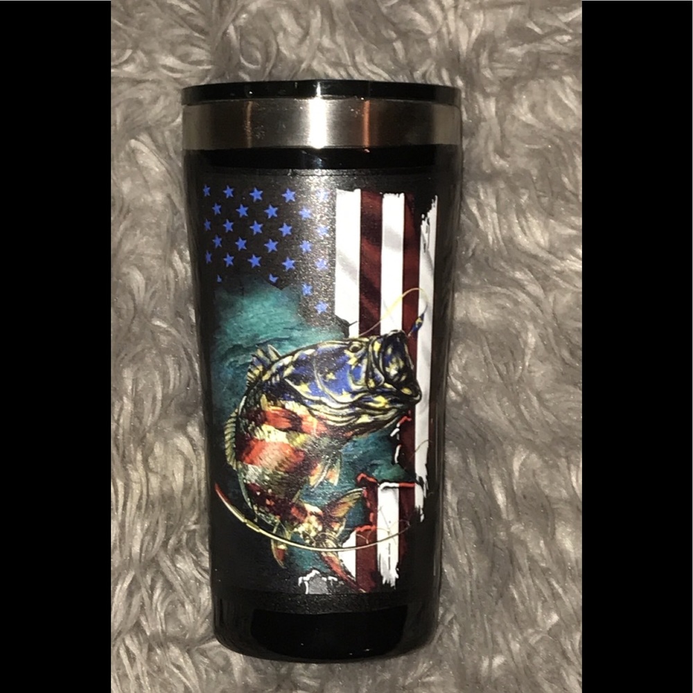 20oz tumbler American Flag Pole Fishing theme